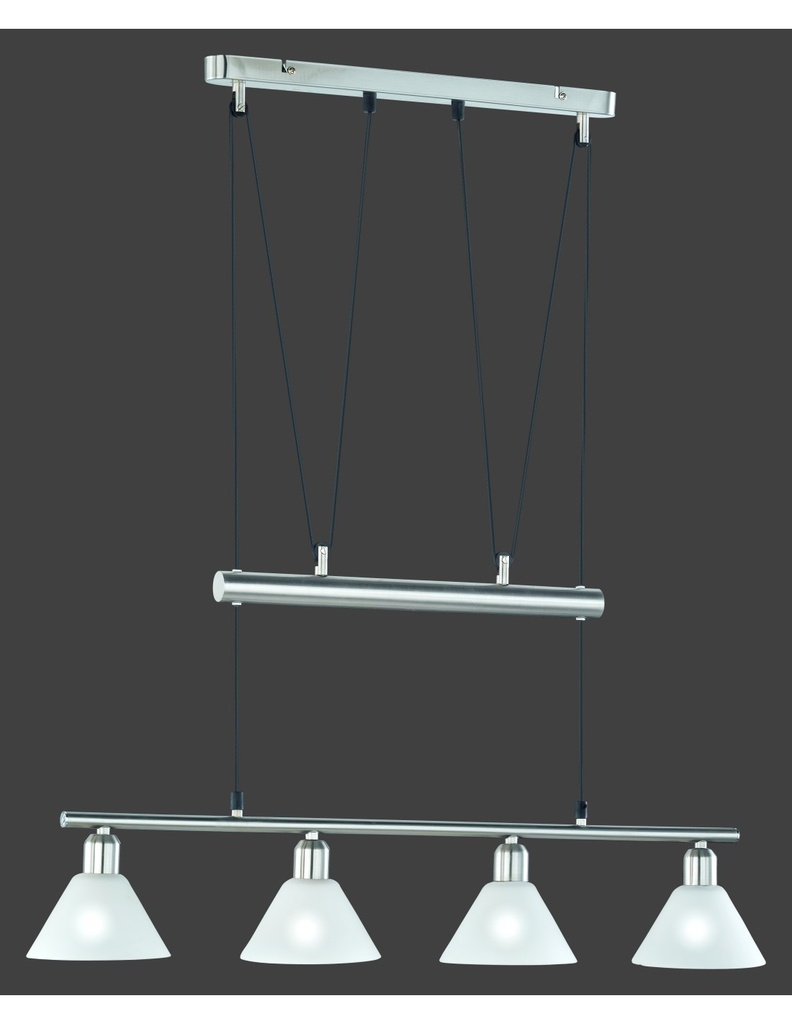 Sospensione 4 Luci Saliscendi Nichel L80 cm