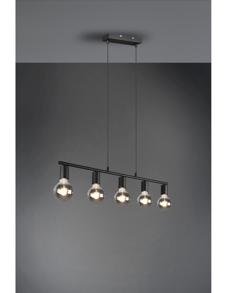 Sospensione 5xE27 Vannes Nero L82 cm