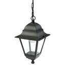 Sospensione E27 Linea Old Nero - Lampada in Alluminio Pressofuso con Diffusori in Vetro Trasparente