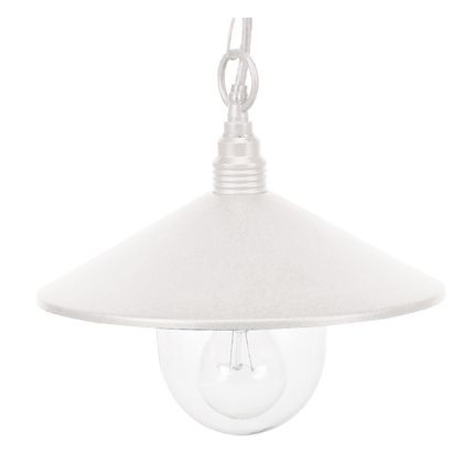 Sospensione in alluminio bianco con diffusore trasparente
