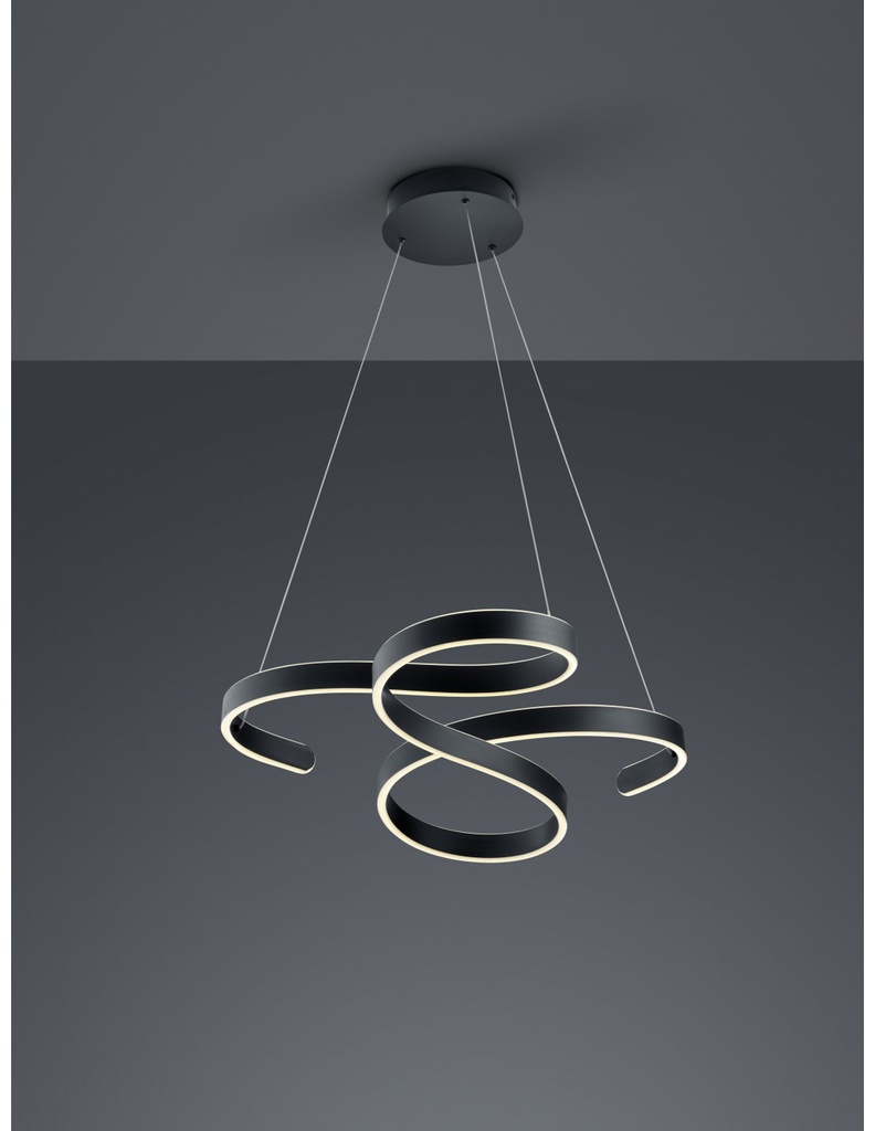 Sospensione con Luce LED Dimmerabile Francis Vortici Antracite 52w