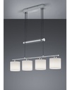 Sospensione Garda Nichel 4 Paralumi Tessuto Bianco L77 cm Trio Lighting