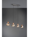 Sospensione Gaya 4xE14 Nichel Antico E Legno L90 cm Trio Lighting