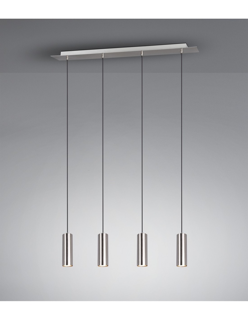 Lampada a Sospensione 4 Luci Cilindri Nichel Marley