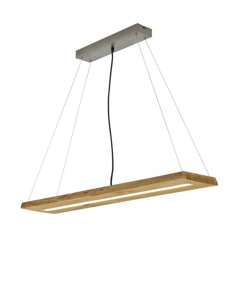 Lampada a Sospensione Rettangolare in Legno Naturale con LED Integrato