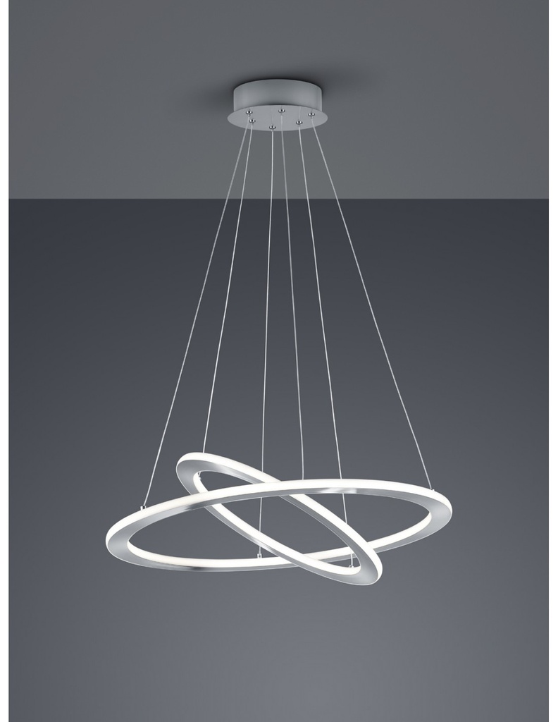 Sospensione LED Dimmerabile 2 Anelli Nichel Ø60 cm