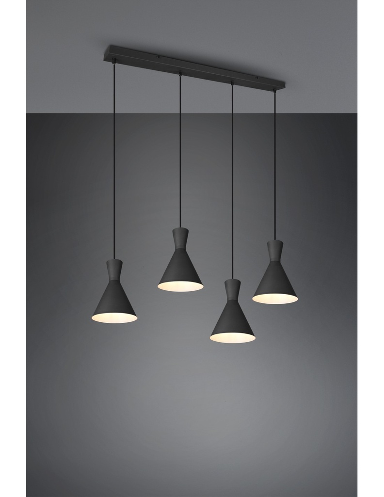 Sospensione Lineare Enzo 4xE27 Nero Opaco Trio Lighting