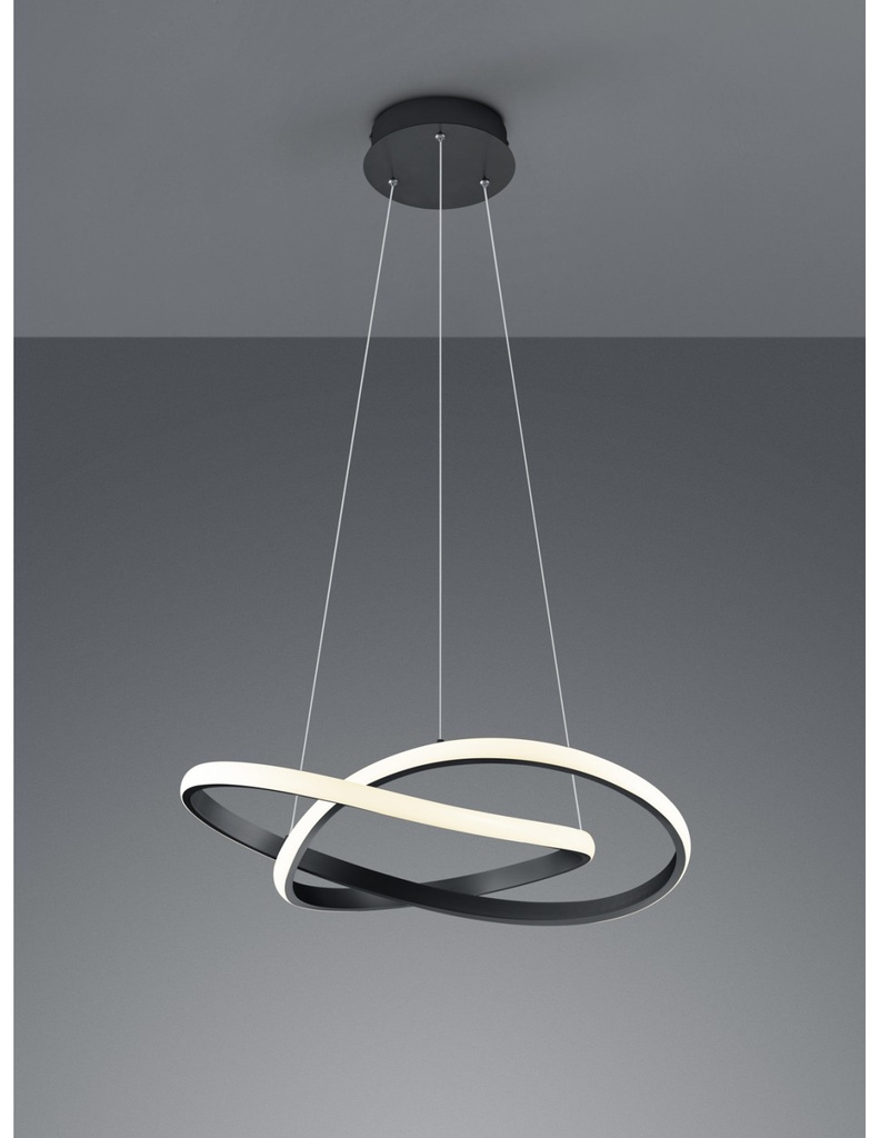 Lampada a Sospensione Moderna Dimmerabile 27W Ø60 cm Antracite Nero