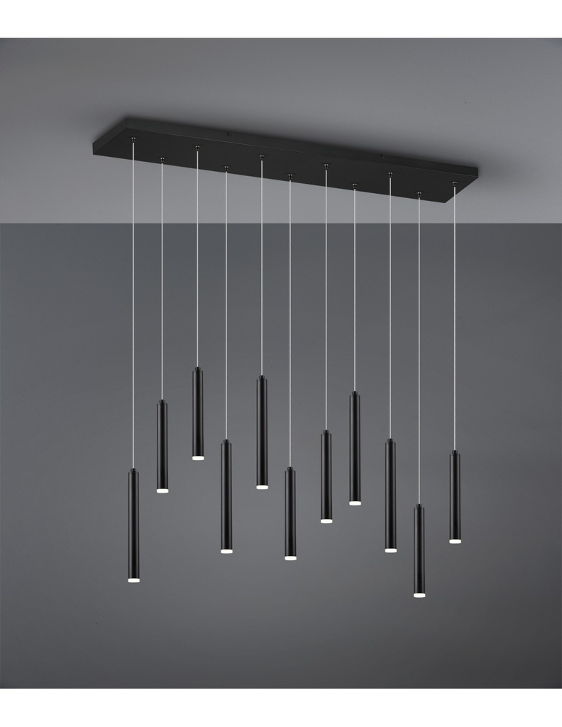Sospensione Moderna Tubular 11 Tubi Led Nero L115 cm