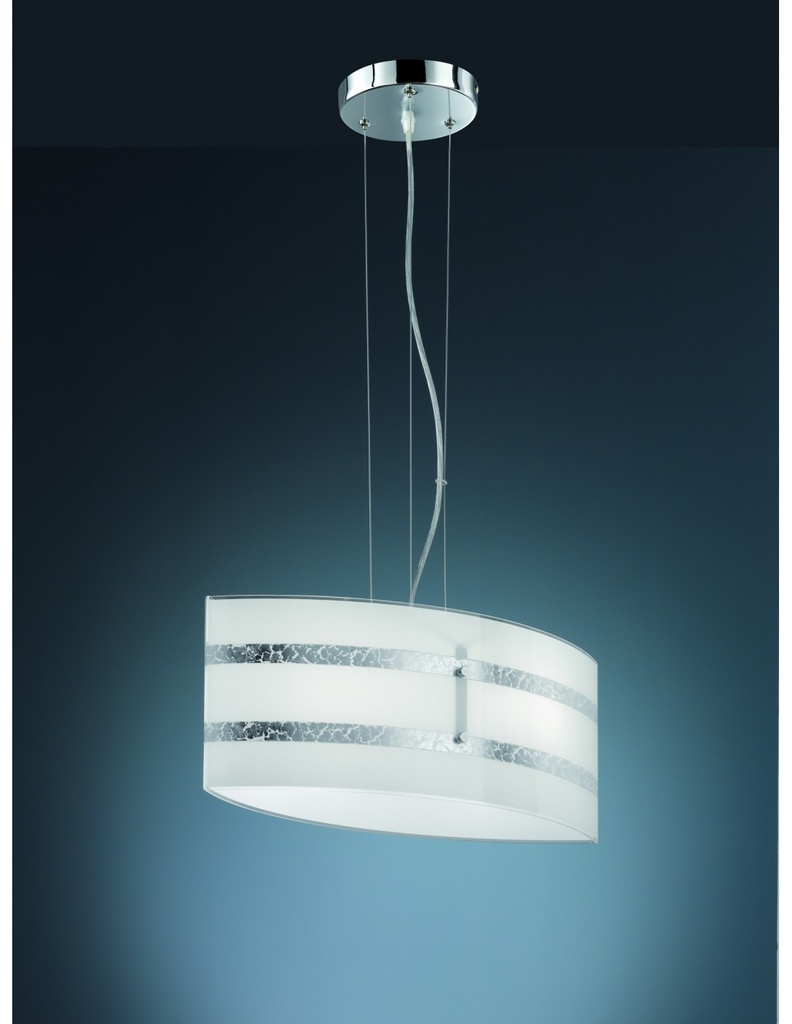 Lampada a Sospensione Moderna Vetro Decori Foglia Argento
