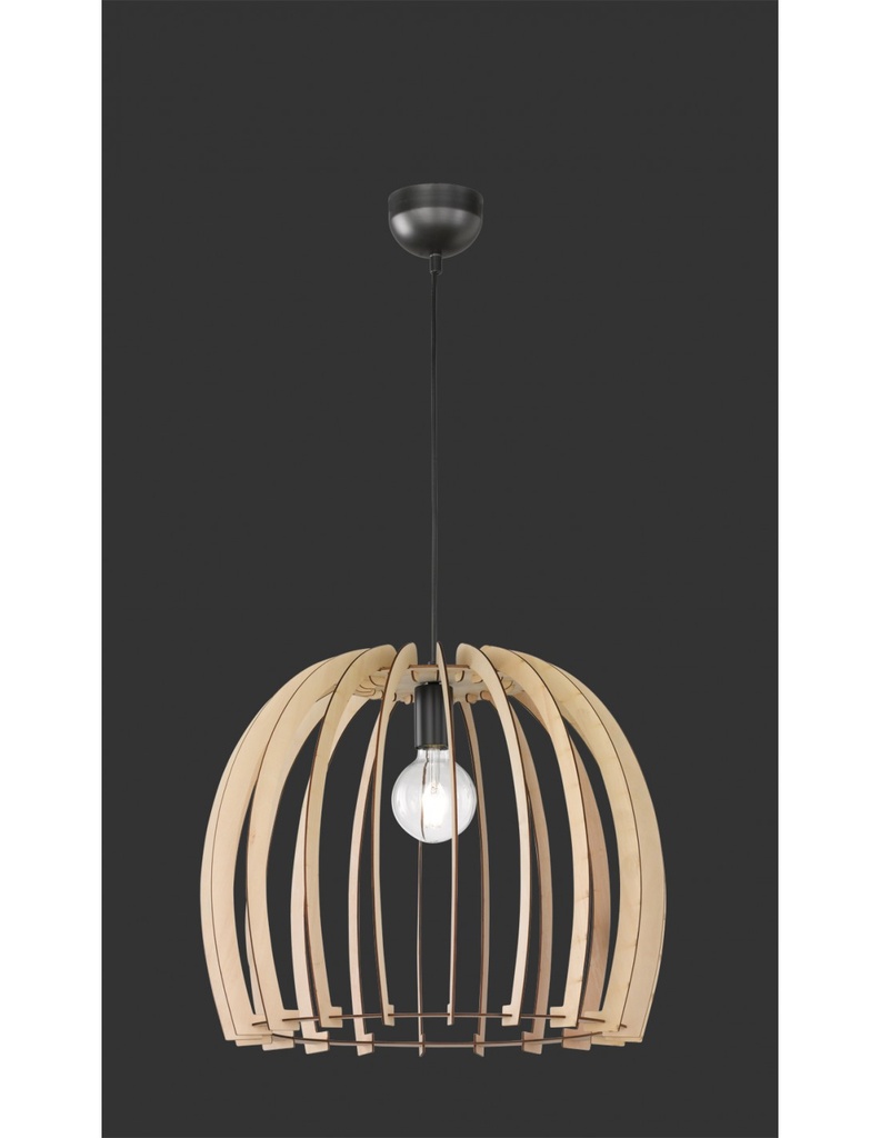 Sospensione Wood 1xE27 Cupola Listelli Legno Naturale Ø50 cm Trio Lighting
