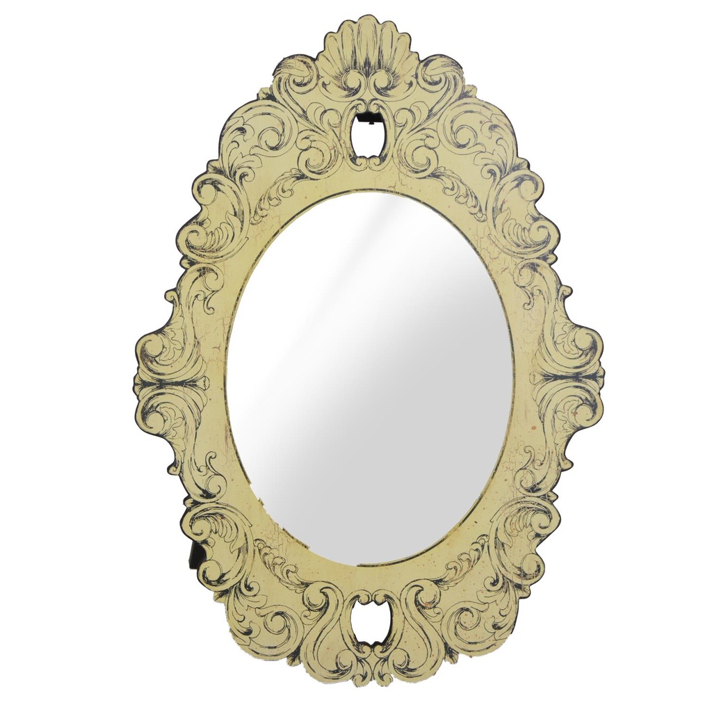Specchio crema anticato in legno 60 x 86 x 1,5 cm