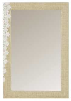 Specchio rettangolare decorato in yuta con motivo pizzo - 41,5 x 61,5 x 2 cm