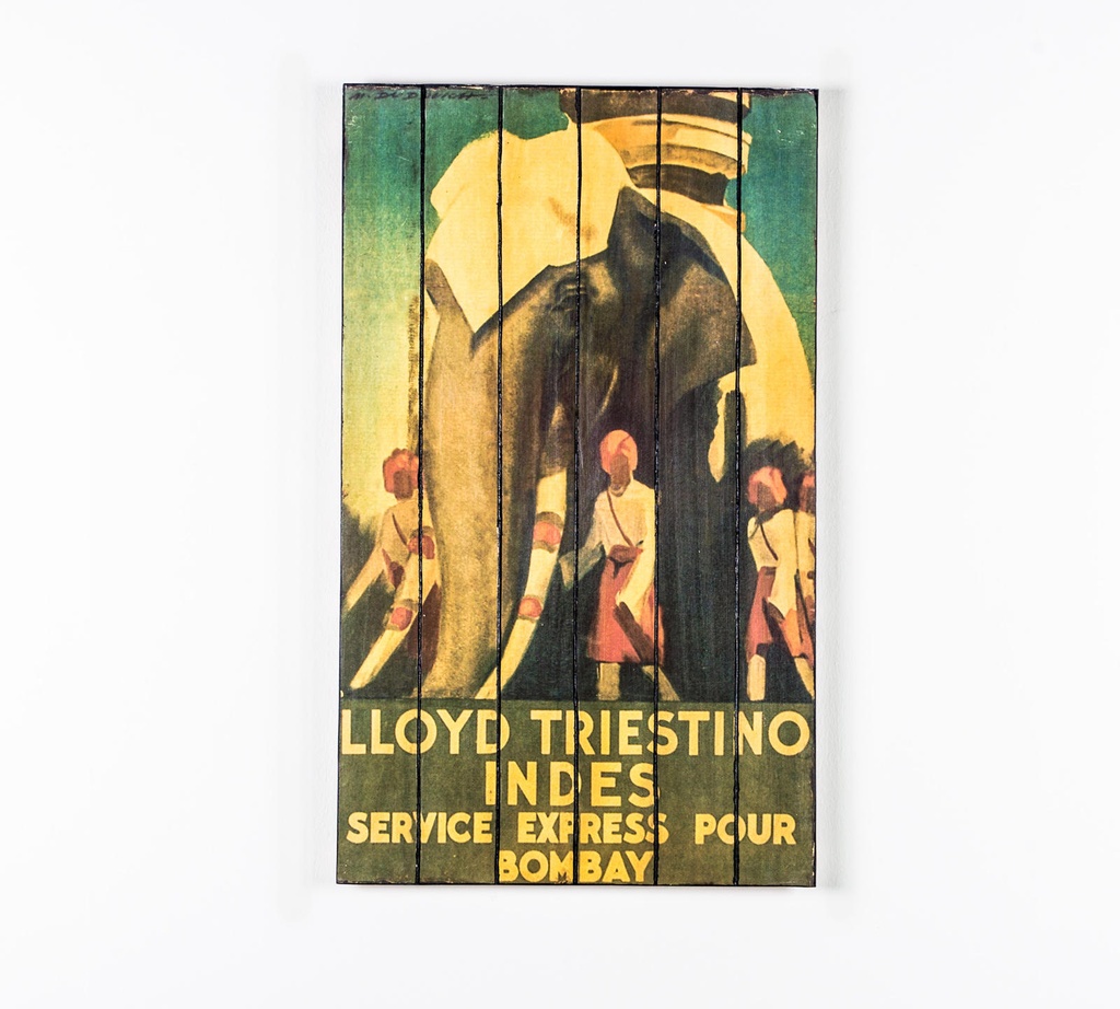 Stampa multicolor su legno e tela, dimensioni 3x60x100 cm