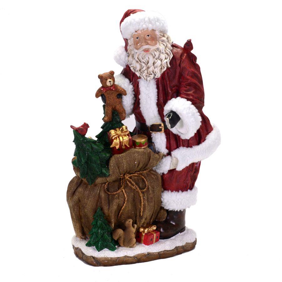 Statua in resina di Babbo Natale con regali - 31x18x50 cm