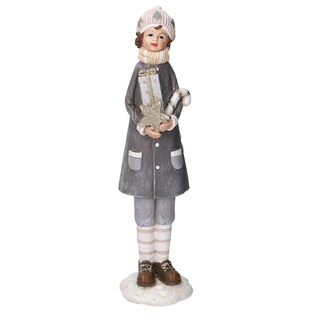 Statua Resina Bambino Coro Bianco 8x8x31,5 cm