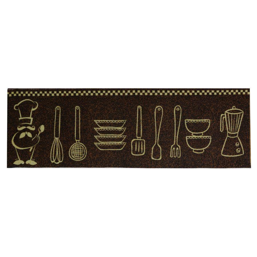 Tappeto PVC Cucina Marrone Posate 120x50x0.6 cm