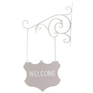 Targhetta Metallo Welcome Bianco 39x68x2 cm