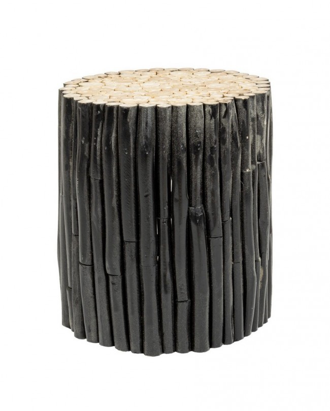 Tavolino in Teak Guadalupe Nero Ø35a - 40h
