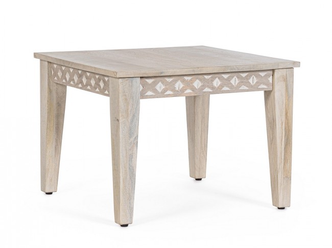 Tavolino Indira 55x55 in Legno Mango con Intarsi Fatti a Mano