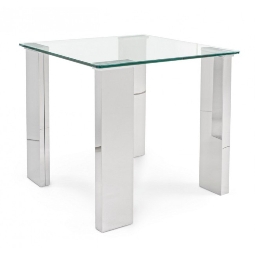 Tavolino in MDF rivestito in acciaio, 55x55x51 cm