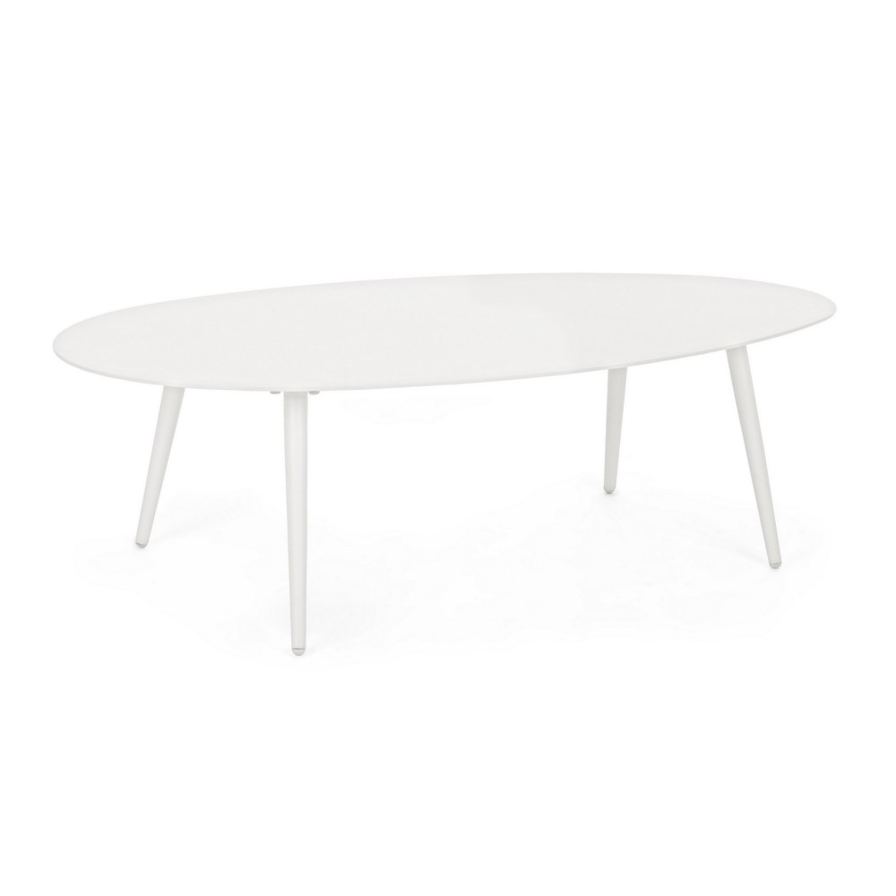 Tavolino bianco ovale in alluminio cm 120x75