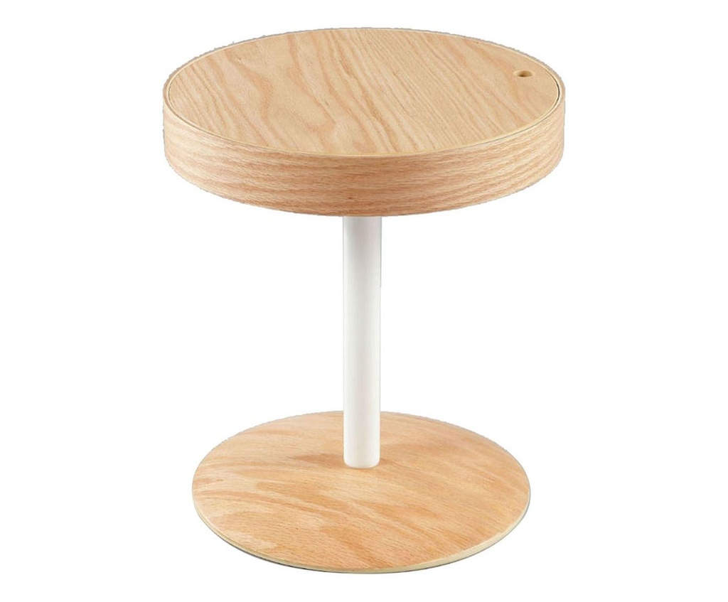Tavolino elegante in rovere con top in legno e base in metallo, Ø.40,5cm x Ø.40,5cm x H. 45cm