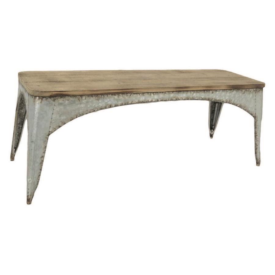 Tavolino rettangolare in legno - Design industriale unico per arredare la tua casa - Misure: 117x36,5x44,5 cm