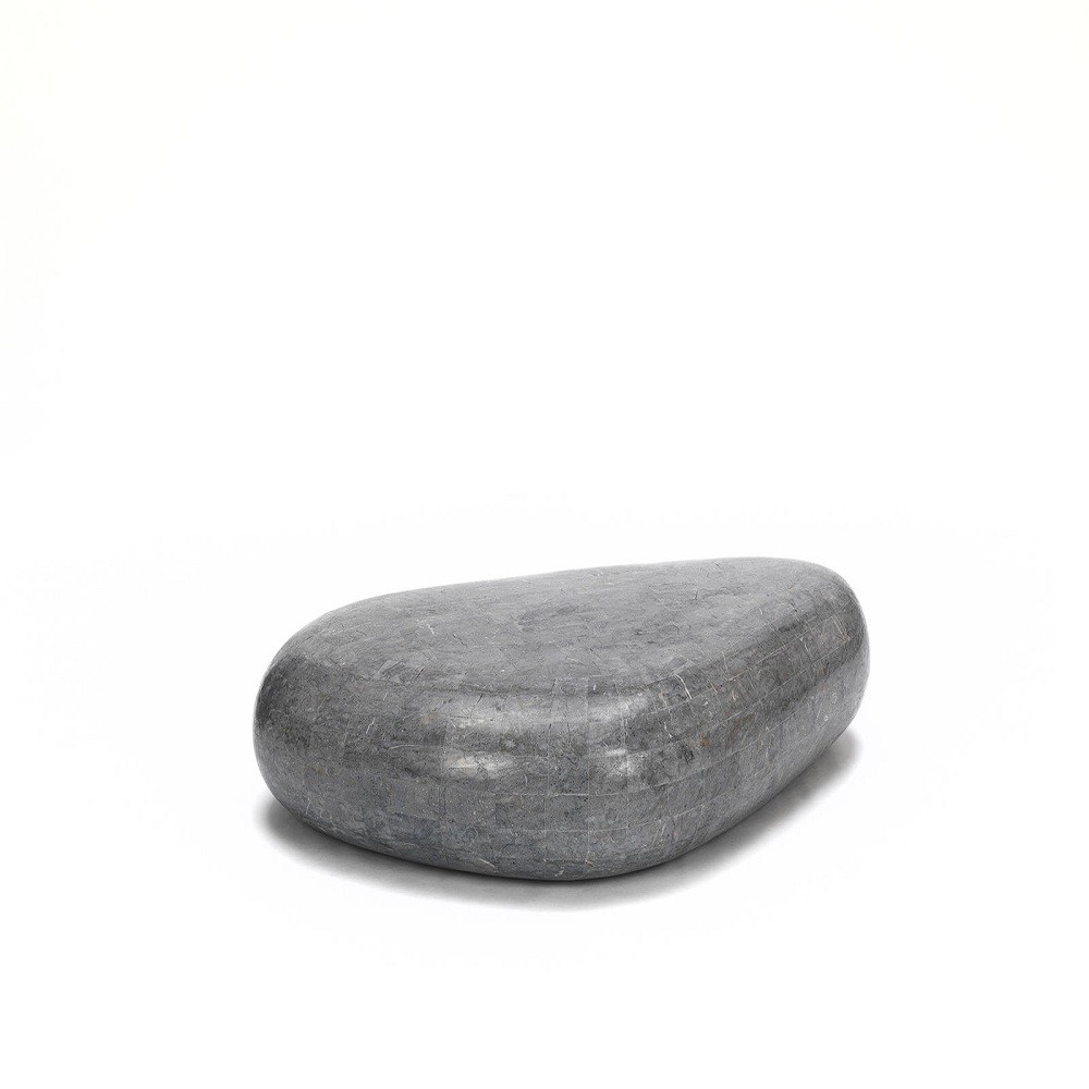 Tavolino moderno in pietra grigia, 74 x 123 x 27