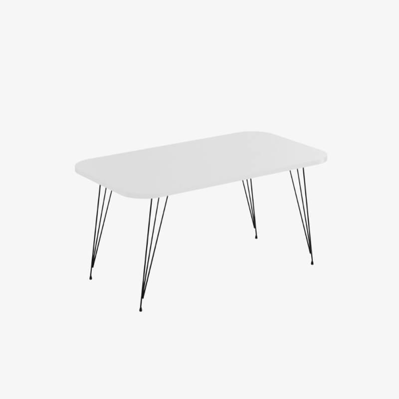 Tavolino rettangolare Reeta bianco e gambe nere
