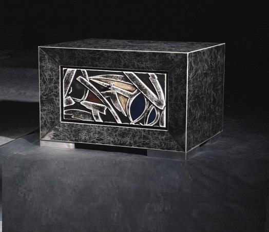 Tavolino con top e base in legno nero, dimensioni 45x60x43
