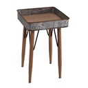 Tavolino vintage vassoio metallo quadrato 41x41xh.68.5 cm