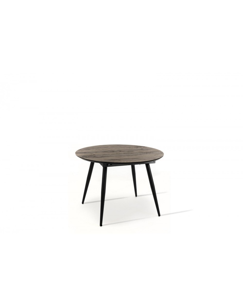 Tavolo allungabile in melaminico noce e metallo antracite, 110x110/150x76cm