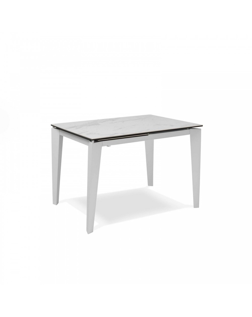Tavolo allungabile in ceramica marmo bianco, 120-170 x 80 x 76 cm, con gambe in metallo