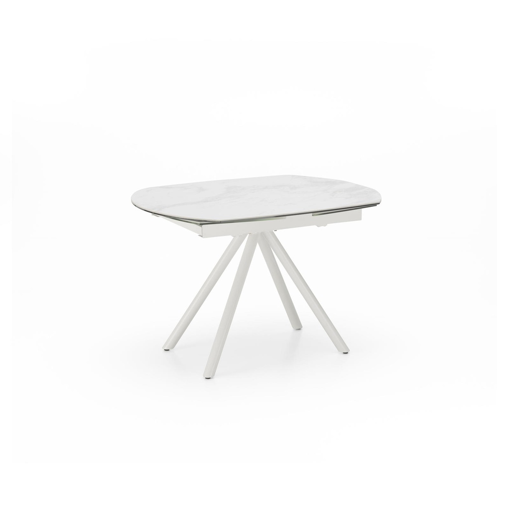 Tavolo allungabile elegante e funzionale, 120-180 x 90 cm, con superficie in ceramica su vetro temperato e gambe in metallo