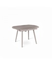 Tavolo allungabile in vetro temperato, 120-180 x 90 x 76 cm, con gambe in metallo, colore tortora