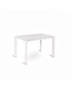 Tavolo allungabile in vetro temperato, bianco extrawhite, con gambe in metallo, 122-182 x 80 x 76 cm