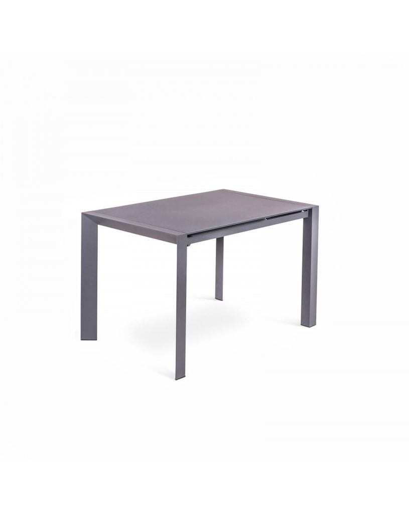 Tavolo allungabile elegante in vetro temperato e metallo, 122-182 x 80 cm