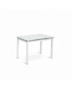 Tavolo allungabile elegante in vetro temperato e metallo, bianco, 130-200 x 80 x 75 cm