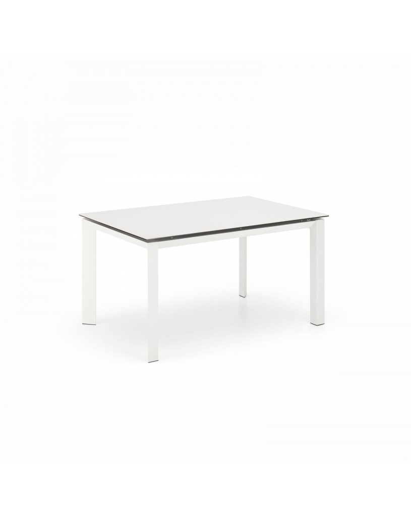 Tavolo allungabile in ceramica bianca con gambe in metallo, 140-220 x 90 x 75 cm