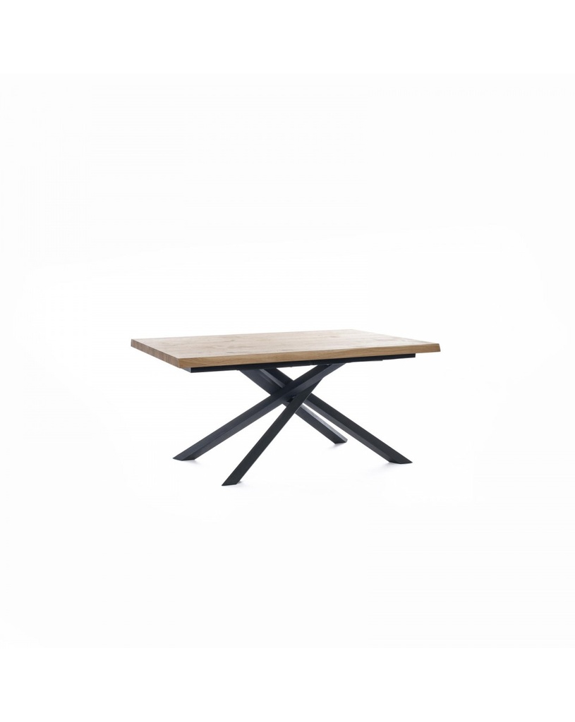 Tavolo allungabile elegante in rovere impiallacciato e gambe in metallo, 160-240 x 90 x 76 cm