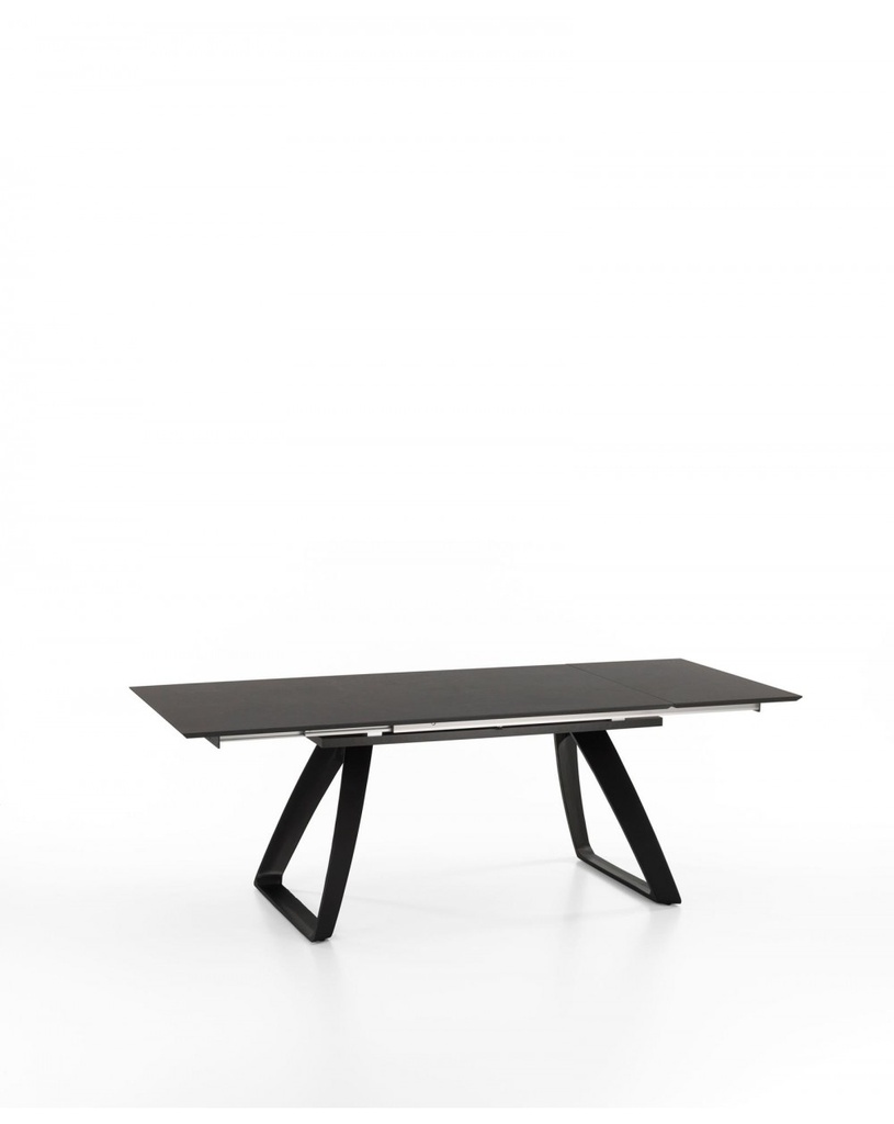 Tavolo allungabile elegante in HPL su MDF, 170-270 x 90 cm, con gambe in metallo nero