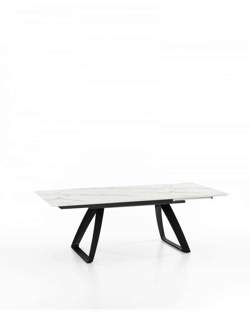 Tavolo allungabile elegante in marmo calacatta e metallo, 170-270 x 90 x 76 cm
