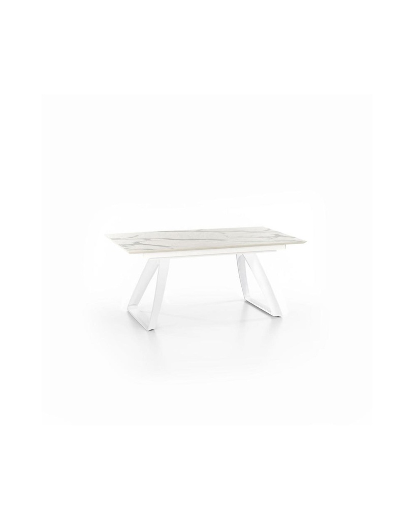 Tavolo allungabile elegante in marmo calacatta e metallo, 170-270 x 90 x 76 cm