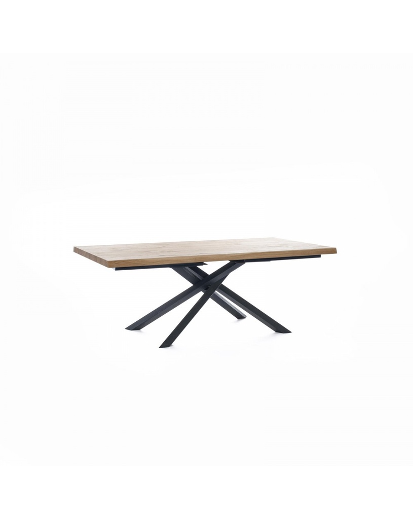 Tavolo allungabile in rovere impiallacciato e gambe in metallo, 200-300 x 100 cm