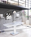 Tavolo allungabile in vetro temperato bianco, gambe in metallo, 90x120-180x76 cm