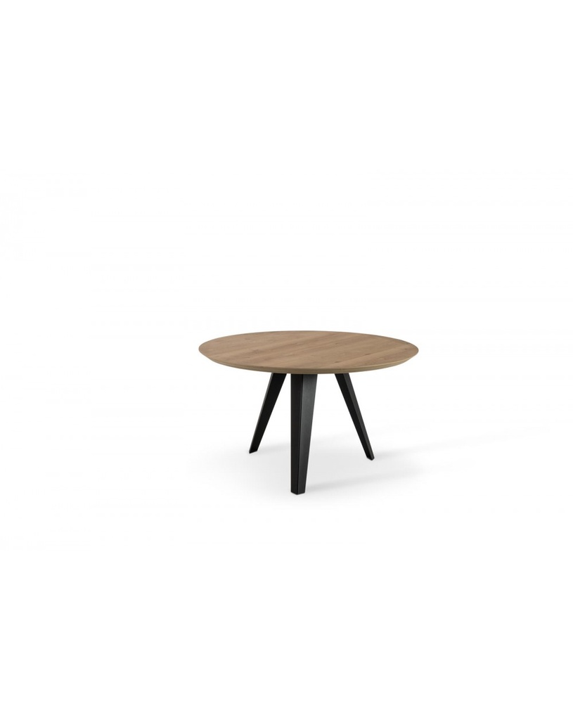 Tavolo fisso Henry, rovere impiallacciato crudo con gambe in metallo nero, 0x130x76cm