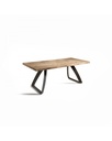 Tavolo fisso in rovere impiallacciato e gambe in metallo, 100x200x76 cm