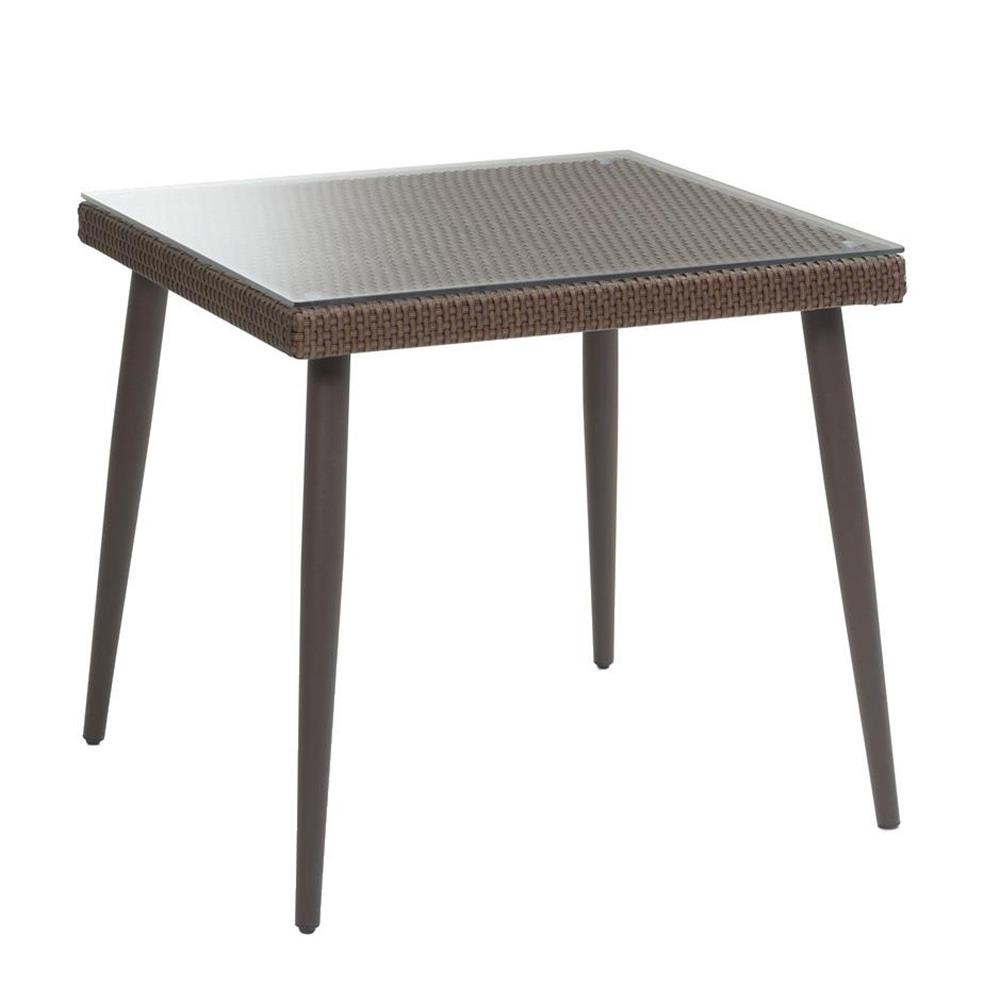 Tavolo Polyrattan Adila quadrato noce con vetro 90x90x77 cm