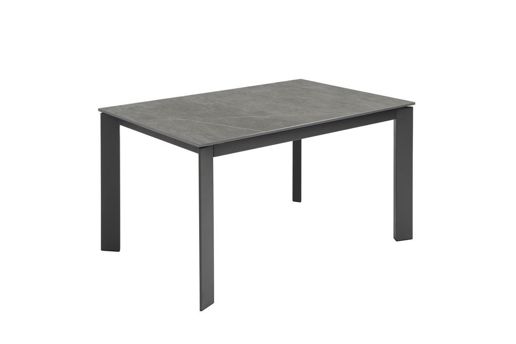Tavolo allungabile elegante e funzionale, 140-200 x 90 x 76 cm, con top in ceramica marmo grigio e gambe in metallo